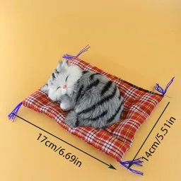 littlin Real Looking Sleeping Cat Soft Toy with Sound - 10 cm image 3