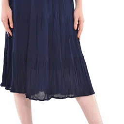 cotton breeze Women Solid Tiered Blue Skirt-picture-20
