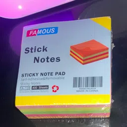we ensign 400 STICKY NOTES PAD CUBE 400 Sheets 3 X 3 Inch Sticky Notes Self Adhesive Post It, 5 Colors image 5