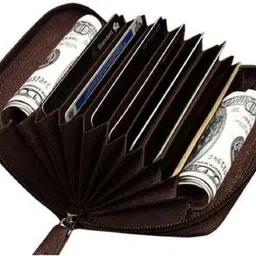 szn Men & Women Casual Brown Artificial Leather RFID Card Holder-picture-23