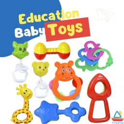 tileez Rattles Set with New Born Babies Toy Non-Toxic BPA Free Rattle (Multicolor) Rattle image 4