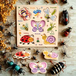 siddhutrend Wooden Knob Puzzle Set – Wild, Sea, Farm, Insects image 5