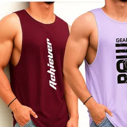 Adixus Set of 02 Graphic Print Tshirt For Sando Men Vest image 1