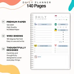 timewise Daily Planner Schedule your Day Journal A5 Planner Unruled 140 Pages image 4