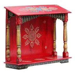 craft tree Multicolour Neem Wood Wall Mounted Mandir Without Door image 5