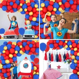 aoes Spider-Man 1st Birthday Decoration Kit Red, Blue, Gold Balloons Theme for Kids image 3