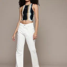 roadster Women Flared High Rise White Jeans image 5