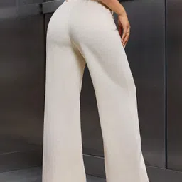 dockstreet Women Solid White Track Pants image 1