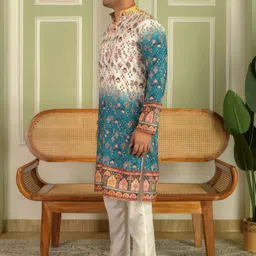 lemonx Men Printed Cotton Rayon Straight Kurta image 3