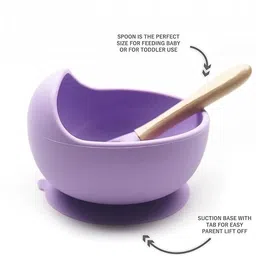nowfly Silicone Baby Feeding Bowl with Wooden Spoon | BPA Free, Non-Toxic, Suction Base - silicone image 4