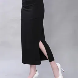 fashionez Women Solid Pencil Black Skirt image 3