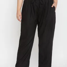 vinaan Plus Size Palazzo Women Regular Fit Black Viscose Rayon Trousers image 1