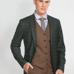 arrow Men Tartan Check Reversible Waistcoat Four Piece Suit Checkered Suit-picture-10