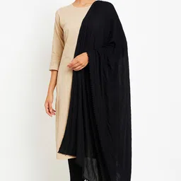 Pure Cotton Solid Black Women Dupatta-image-2