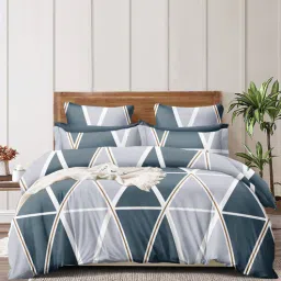 alliance Grey Geometric 160 TC Microfibre Queen Sized Bedsheet with 2 Pillow Covers-picture-10
