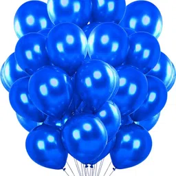 bzore Solid 50 Pcs Metallic Blue Ballons for Birthday, Anniversary & Party Decoration Balloon image 1