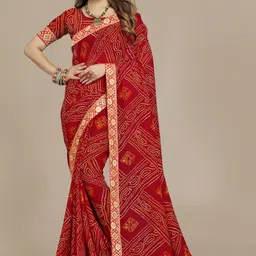 Printed Bandhani Georgette Saree-image-18