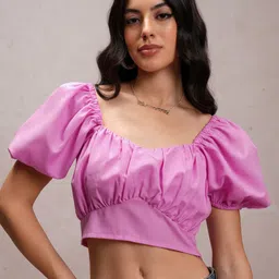 tokyo talkies Casual Regular Sleeves Solid Women Pink Top-picture-17