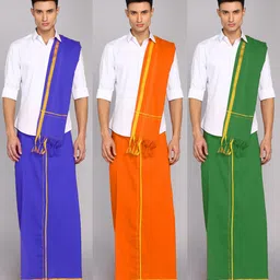 Feather Green Cotton Pooja Dhotis Striped Men Dhoti-picture-17