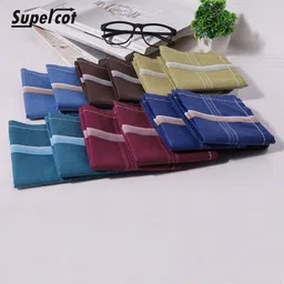 SUPERCOT Mens Hanky Dark Size 48X48Cm 12 Pcs (Multicolur) Handkerchief (Pack of 12) ["Assorted"] Handkerchief-image-45