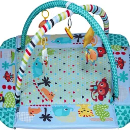 him tax Activity Play Gym Mat with 5 Hanging Toys | Foldable and Durable Cotton Play Mat Rattle image 1