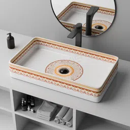 flipkart smartbuy Ultra Premium Ceramic Counter top basin tabal top basin (24x14x5 inch) 4460 f Table Top Basin image 2
