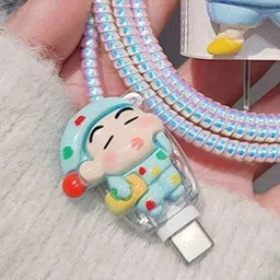 ProLook Cute Shinchan Adapter Cover For iPhone Charger 18/20W with 360°Protection & With Cable Protector image 2