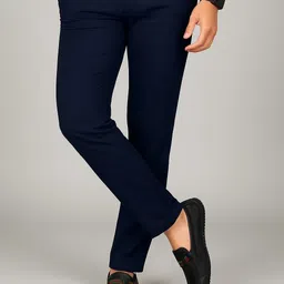 vishal Men Slim Fit Blue Lycra Blend Trousers-picture-33