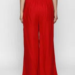 vestment Women Regular Fit Red Viscose Rayon Trousers image 2