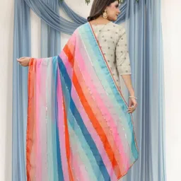 jayu Georgette Embroidered Multicolor Women Dupatta image 3