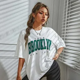 calm down Women Printed Round Neck Cotton Blend White T-Shirt image 1