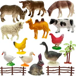12 Pcs Farm Animal Toy Set For Kids With Artificial Tree And Fencing-image-21