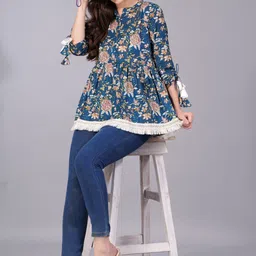 royal marque Casual Regular Sleeves Printed Women Multicolor Top image 4