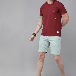 roadster Solid Men Blue Chino Shorts image 5