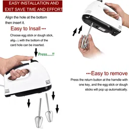 acnos 260 W White Electric Whisk, Hand Blender image 3