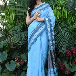 houseofcommon Striped, Woven Handloom Pure Cotton Saree-picture-13
