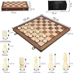 bestie toys Magnetic Wooden Chess Set, 15'' Folding Chess Board Set, Chess Set Strategy & War Board Game image 4