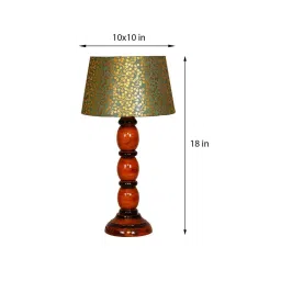 Bow Green & Gold Fabric Shade Night Lamp With Wood Base By BrightDaisy image 3