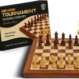 SHEESHAM WOODEN STRONG FOLDABLE MAGNETIC CHESS (10x10 Inches) 2EXTRA QUEENS Strategy & War Board Game-image-35