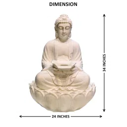 urbancart White Buddha Offering Sand Stone Indoor Water Fountain image 2