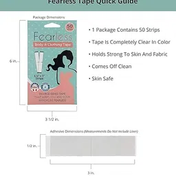 Prabhas Designs Fearless Double side tape for clothing - 50 strips per pack – Fashion tape for Secure Clothing Adjustments and Garment Fixes, Easy to use image 3