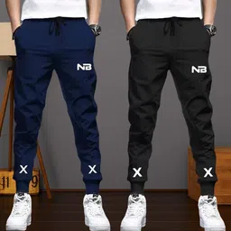 nb nicky boy Pack of 2 Men Printed Black, Blue Track Pants-picture-31