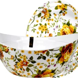 laserbot Melamine Serving Bowl Big Melamine Donga Set with Serving & lid White Color Melamine Serving Bowl Set for Kitchen Melamine Serving Bow-picture-11