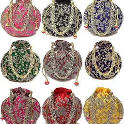 brown leaf Women Multicolor Potli-picture-29