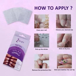 zoween Double-Sided Adhesive Nail Stickers - 3 Sheets (72 pcs) for Secure Fake Nail image 3
