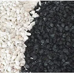 pikvy Decorative Small Size Polished Marble Stone Pebbles For Plant Pots Vase Fillers Aquarium Home Decor Garden Decoration, Black & White Polished, Engraved Angular, Asymmetrical Granite, Marble Stone-picture-31