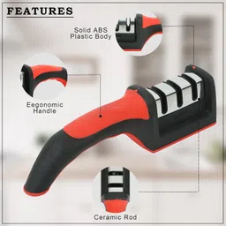 vigrati enterprise 3 in 1 Knife Sharpener with Easy-Grip Handle and Non-Slip Rubber Base Knife Sharpening Steel image 4