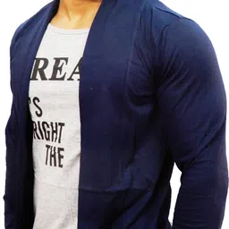 glampanda Men Jacket Style Full Sleeve Dark Blue Shrug image 3