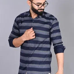 fubar Men Slim Fit Striped Spread Collar Casual Shirt image 4