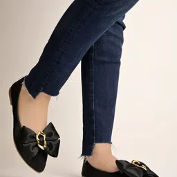 shoetopia Oversized Bow Detailed Black Bellies For Women & Girls Bellies For Women-picture-16